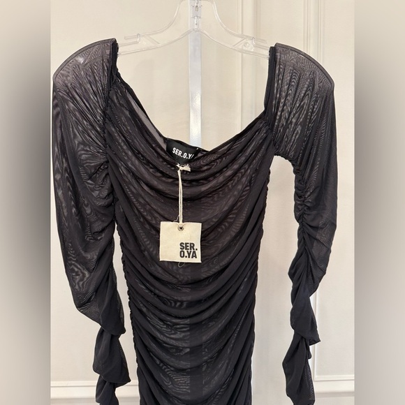 NEW NWT SER.O.YA Ruched Mesh Maxi Dress - Picture 3 of 4